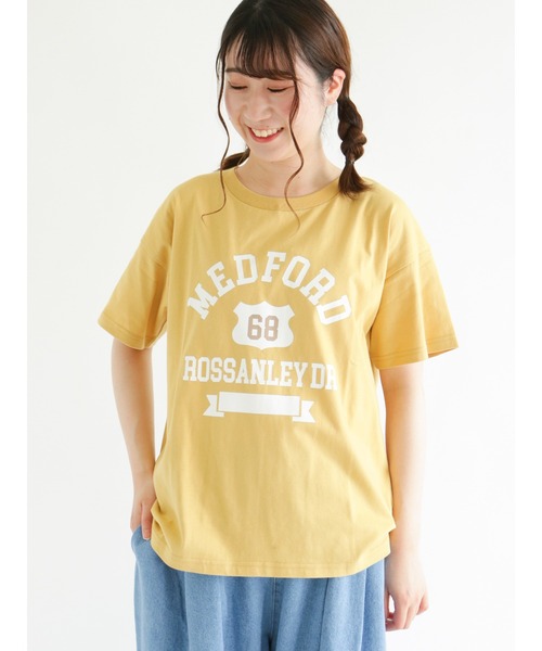 Samansa Mos2（サマンサ モスモス）の「モチーフプリントTシャツ（Tシャツ/カットソー・レディース・イエロー/オフホワイト/サックスブルー/ネイビー/レッド/ベージュ・ﾌﾘ-）」の5枚目の写真