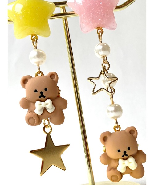 tone(トーン)の「【MUURABBTI】ミルキー星とくまちゃんの星屑ピアス(MA)(ピアス(両耳用)・レディース・イエロー系その他/グリーン系その他・FREE)」の3枚目の写真