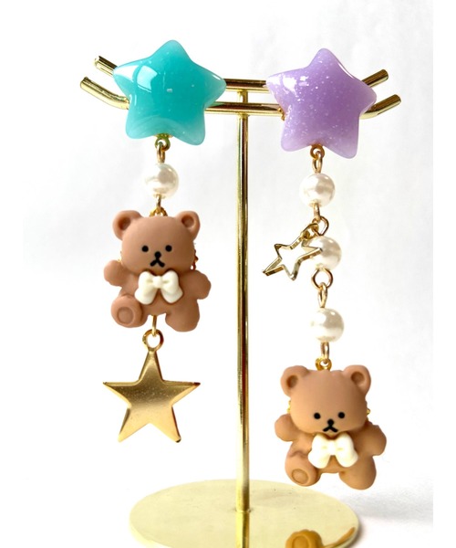 tone(トーン)の「【MUURABBTI】ミルキー星とくまちゃんの星屑ピアス(MA)(ピアス(両耳用)・レディース・イエロー系その他/グリーン系その他・FREE)」の7枚目の写真