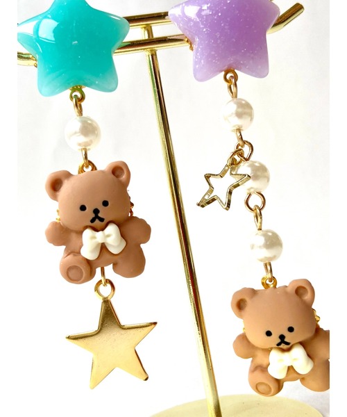 tone(トーン)の「【MUURABBTI】ミルキー星とくまちゃんの星屑ピアス(MA)(ピアス(両耳用)・レディース・イエロー系その他/グリーン系その他・FREE)」の8枚目の写真