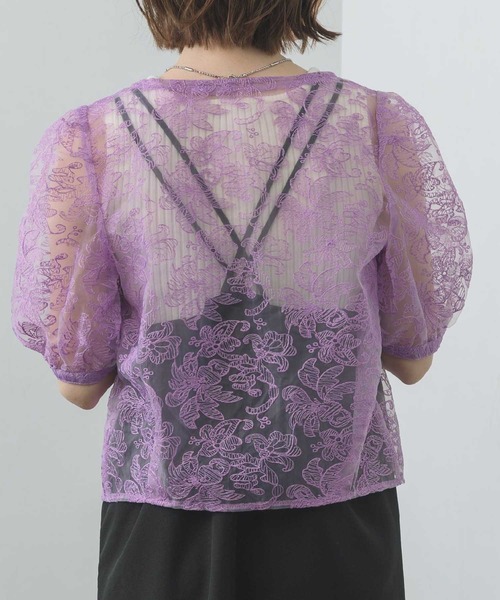 RETRO GIRL（レトロガール）の「花刺繍オーガンジーBL（シャツ/ブラウス・レディース・オフホワイト/アイボリー/ラベンダー・FREE）」の10枚目の写真