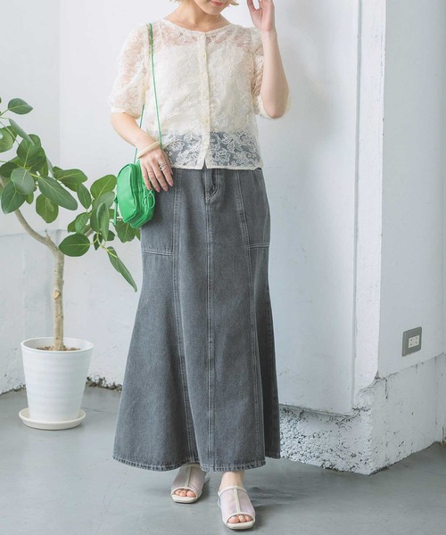 RETRO GIRL（レトロガール）の「花刺繍オーガンジーBL（シャツ/ブラウス・レディース・オフホワイト/アイボリー/ラベンダー・FREE）」の6枚目の写真