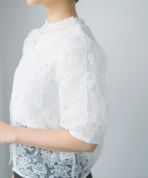 RETRO GIRL（レトロガール）の「花刺繍オーガンジーBL（シャツ/ブラウス・レディース・オフホワイト/アイボリー/ラベンダー・FREE）」の18枚目の写真