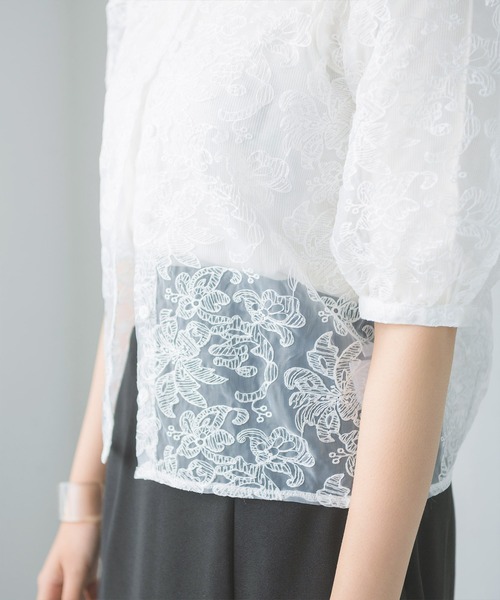 RETRO GIRL（レトロガール）の「花刺繍オーガンジーBL（シャツ/ブラウス・レディース・オフホワイト/アイボリー/ラベンダー・FREE）」の20枚目の写真