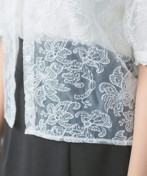 RETRO GIRL（レトロガール）の「花刺繍オーガンジーBL（シャツ/ブラウス・レディース・オフホワイト/アイボリー/ラベンダー・FREE）」の21枚目の写真