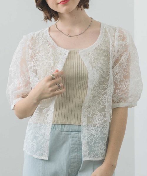RETRO GIRL（レトロガール）の「花刺繍オーガンジーBL（シャツ/ブラウス・レディース・オフホワイト/アイボリー/ラベンダー・FREE）」の22枚目の写真