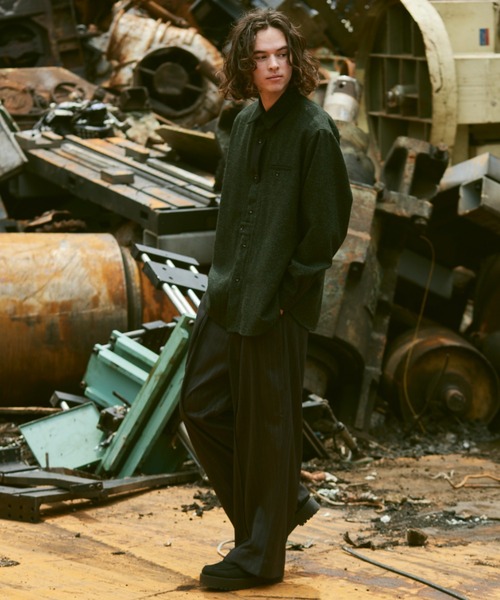 CASPER JOHN（キャスパージョン）の「Tweed retro shirts/ツィードレトロシャツ（シャツ/ブラウス・メンズ・ブラック/グリーン/モカ・SMALL/MEDIUM/LARGE）」の11枚目の写真