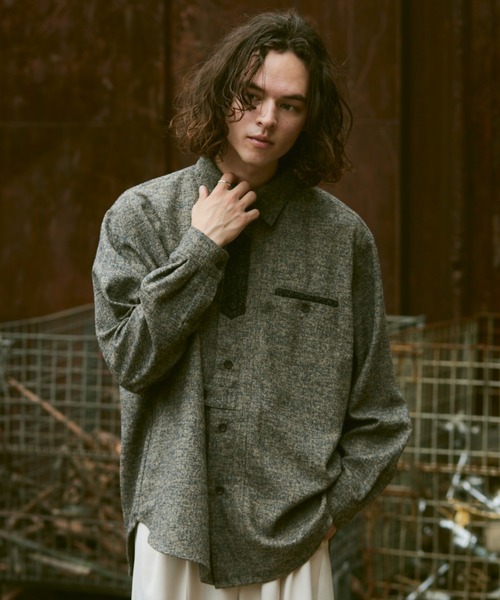 CASPER JOHN（キャスパージョン）の「Tweed retro shirts/ツィードレトロシャツ（シャツ/ブラウス・メンズ・ブラック/グリーン/モカ・SMALL/MEDIUM/LARGE）」の8枚目の写真