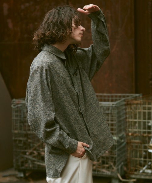 CASPER JOHN（キャスパージョン）の「Tweed retro shirts/ツィードレトロシャツ（シャツ/ブラウス・メンズ・ブラック/グリーン/モカ・SMALL/MEDIUM/LARGE）」の9枚目の写真
