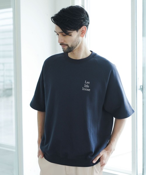 BAYFLOW(ベイフロー)の「【UMW】ハーフスリーブスウェット(Tシャツ/カットソー・メンズ・ホワイト/ライトグリーン/ネイビー・MEDIUM/LARGE)」の1枚目の写真