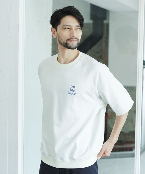 BAYFLOW(ベイフロー)の「【UMW】ハーフスリーブスウェット(Tシャツ/カットソー・メンズ・ホワイト/ライトグリーン/ネイビー・MEDIUM/LARGE)」の2枚目の写真