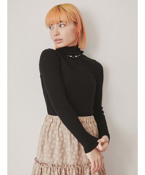 merry jenny（メリージェニー）の「frillリブタートルニット（ニット/セーター・レディース・アイボリー/ブラック/グリーン/ライトブルー/ベージュ・FREE）」の18枚目の写真