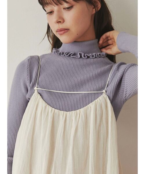 merry jenny（メリージェニー）の「frillリブタートルニット（ニット/セーター・レディース・アイボリー/ブラック/グリーン/ライトブルー/ベージュ・FREE）」の19枚目の写真