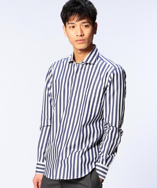 UNITED ARROWS(ユナイテッドアローズ)の「<BOW&ARROWS(ボウ アンド アローズ)> ワイドストライプ シャツ◆(シャツ/ブラウス・メンズ・ブラック/ケリー/ネイビー・X-SMALL/LARGE/MEDIUM/SMALL)」の1枚目の写真