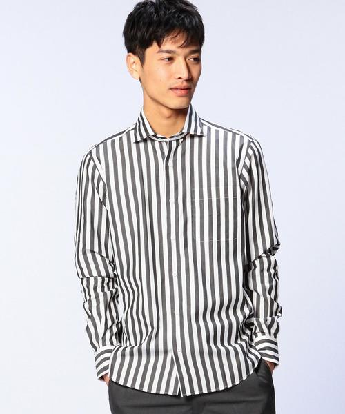 UNITED ARROWS(ユナイテッドアローズ)の「<BOW&ARROWS(ボウ アンド アローズ)> ワイドストライプ シャツ◆(シャツ/ブラウス・メンズ・ブラック/ケリー/ネイビー・X-SMALL/LARGE/MEDIUM/SMALL)」の2枚目の写真