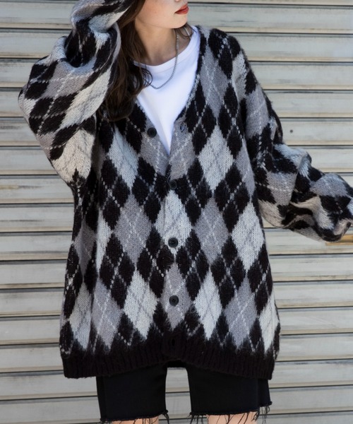 WEGO/モヘアライク総柄BIGカーディガン（カーディガン/ボレロ）｜WEGO