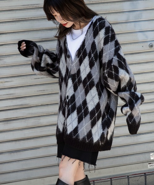 WEGO/モヘアライク総柄BIGカーディガン（カーディガン/ボレロ）｜WEGO