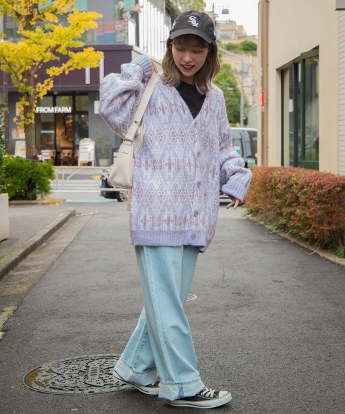 WEGO/モヘアライク総柄BIGカーディガン（カーディガン/ボレロ）｜WEGO