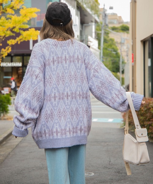 WEGO/モヘアライク総柄BIGカーディガン（カーディガン/ボレロ）｜WEGO