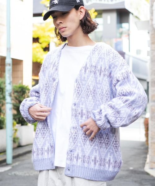 WEGO/モヘアライク総柄BIGカーディガン（カーディガン/ボレロ）｜WEGO