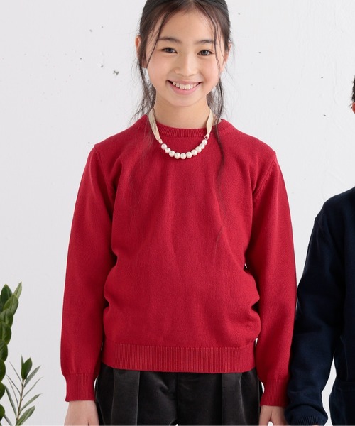 ARCH & LINE（アーチアンドライン）の「コットンニット クルーネックプルオーバー 12G COTTON KNIT C/N PO（ニット/セーター・キッズ・ネイビー/レッド・M/L/XL/S）」の2枚目の写真