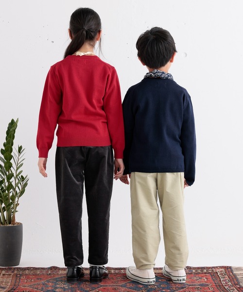 ARCH & LINE（アーチアンドライン）の「コットンニット クルーネックプルオーバー 12G COTTON KNIT C/N PO（ニット/セーター・キッズ・ネイビー/レッド・M/L/XL/S）」の4枚目の写真