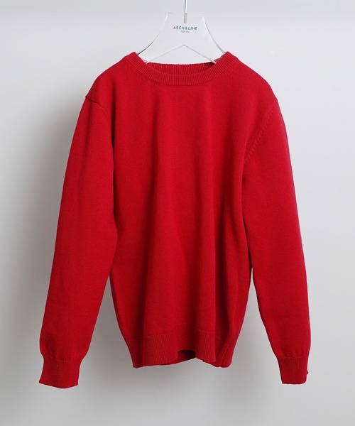 ARCH & LINE（アーチアンドライン）の「コットンニット クルーネックプルオーバー 12G COTTON KNIT C/N PO（ニット/セーター・キッズ・ネイビー/レッド・M/L/XL/S）」の5枚目の写真