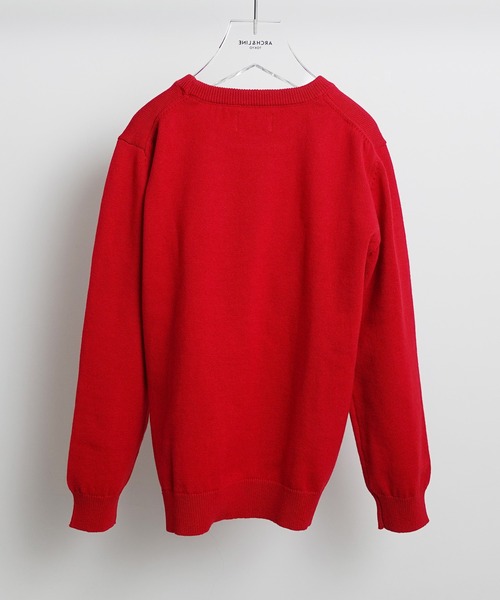 ARCH & LINE（アーチアンドライン）の「コットンニット クルーネックプルオーバー 12G COTTON KNIT C/N PO（ニット/セーター・キッズ・ネイビー/レッド・M/L/XL/S）」の6枚目の写真