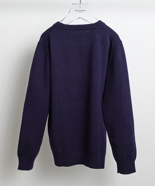ARCH & LINE（アーチアンドライン）の「コットンニット クルーネックプルオーバー 12G COTTON KNIT C/N PO（ニット/セーター・キッズ・ネイビー/レッド・M/L/XL/S）」の8枚目の写真