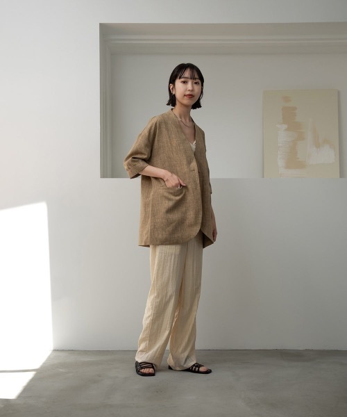 lawgy（ラウジー）の「linen like jacket（ノーカラージャケット