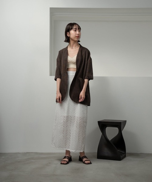 lawgy（ラウジー）の「linen like jacket（ノーカラージャケット