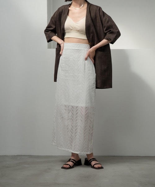 lawgy（ラウジー）の「linen like jacket（ノーカラージャケット・レディース・ブラウン/ベージュ・FREE）」の7枚目の写真