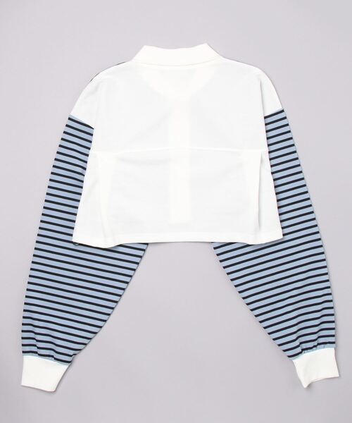 ESC STUDIO(イーエスシースタジオ)の「【ESC STUDIO/イーエスシースタジオ】stripe crop polor shirt/ストライプ ボーダー クロップド クロップ丈 ポロシャツ 長袖シャツ(ポロシャツ・メンズ・ピンク/ブルー・ONE SIZE)」の15枚目の写真