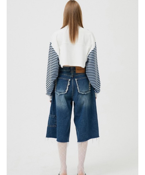 ESC STUDIO(イーエスシースタジオ)の「【ESC STUDIO/イーエスシースタジオ】stripe crop polor shirt/ストライプ ボーダー クロップド クロップ丈 ポロシャツ 長袖シャツ(ポロシャツ・メンズ・ピンク/ブルー・ONE SIZE)」の19枚目の写真