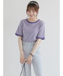 ehka sopo | 細ボーダーリンガー半袖カットソー(Tシャツ/カットソー)