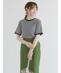 ehka sopo | 細ボーダーリンガー半袖カットソー(Tシャツ/カットソー)