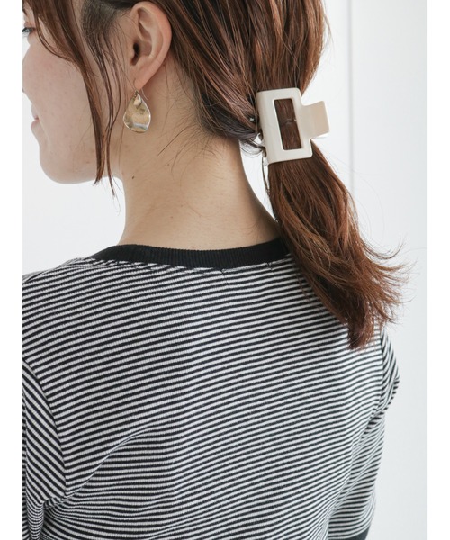 ehka sopo（エヘカソポ）の「細ボーダーリンガー半袖カットソー（Tシャツ/カットソー・レディース・ブラック/パープル/ブラウン/グリーン・ﾌﾘ-）」の21枚目の写真