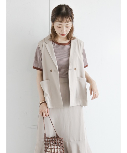 ehka sopo（エヘカソポ）の「細ボーダーリンガー半袖カットソー（Tシャツ/カットソー・レディース・ブラック/パープル/ブラウン/グリーン・ﾌﾘ-）」の12枚目の写真