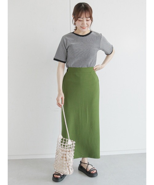 ehka sopo（エヘカソポ）の「細ボーダーリンガー半袖カットソー（Tシャツ/カットソー・レディース・ブラック/パープル/ブラウン/グリーン・ﾌﾘ-）」の17枚目の写真