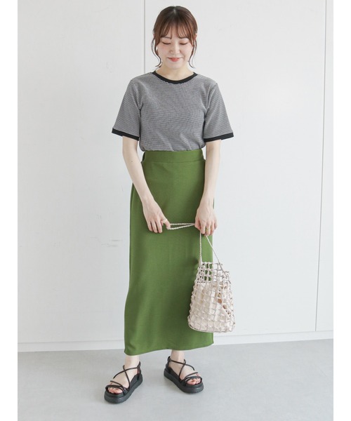 ehka sopo（エヘカソポ）の「細ボーダーリンガー半袖カットソー（Tシャツ/カットソー・レディース・ブラック/パープル/ブラウン/グリーン・ﾌﾘ-）」の16枚目の写真