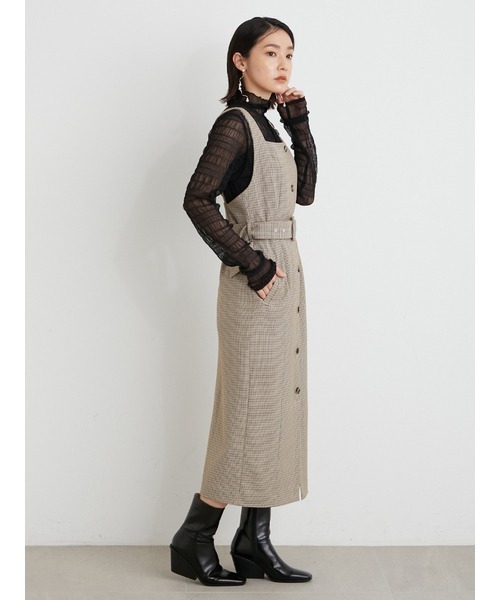 LILY BROWN(リリーブラウン)の「【WEB限定カラー】ストレートシルエットジャンスカ(ジャンパースカート・レディース・ブラック/ベージュ/グレー/インディゴブルー・1/0)」の7枚目の写真