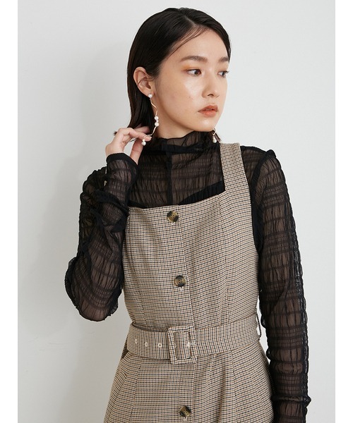 LILY BROWN(リリーブラウン)の「【WEB限定カラー】ストレートシルエットジャンスカ(ジャンパースカート・レディース・ブラック/ベージュ/グレー/インディゴブルー・1/0)」の8枚目の写真