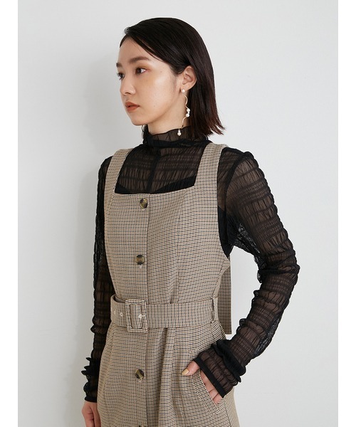 LILY BROWN(リリーブラウン)の「【WEB限定カラー】ストレートシルエットジャンスカ(ジャンパースカート・レディース・ブラック/ベージュ/グレー/インディゴブルー・1/0)」の9枚目の写真