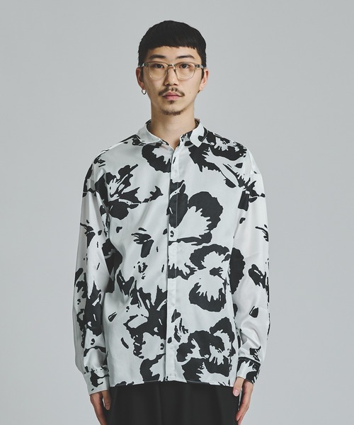 LiNoH(リノー)の「PANSY PRINT L/S SHIRT(シャツ/ブラウス・メンズ・ホワイト/ブラック・1/2)」の9枚目の写真