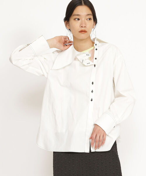 【美品】RBS RayBeams レイビームス　ホワイトシャツブラウス Ray BEAMS（レイ ビームス）RBS / ギャザー ビッグカラー シャツ