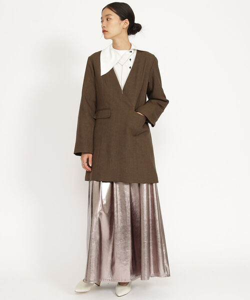 Ray BEAMS（レイビームス）の「Ray BEAMS / アシンメトリー ビックカラー シャツ（シャツ/ブラウス・レディース・オフホワイト/ミント・ONE SIZE）」の9枚目の写真