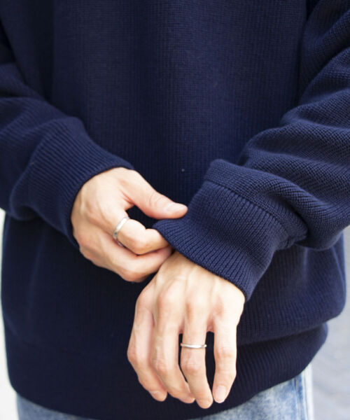 GLOSTER（グロスター）の「【GLOSTER/グロスター】片畦レイヤードプルオーバーニット ロンT付き ドロップショルダー（ニット/セーター・メンズ・オレンジ/サックスブルー/ネイビー/グレー・S/M/L）」の14枚目の写真