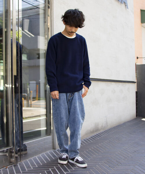 GLOSTER（グロスター）の「【GLOSTER/グロスター】片畦レイヤードプルオーバーニット ロンT付き ドロップショルダー（ニット/セーター・メンズ・オレンジ/サックスブルー/ネイビー/グレー・S/M/L）」の18枚目の写真