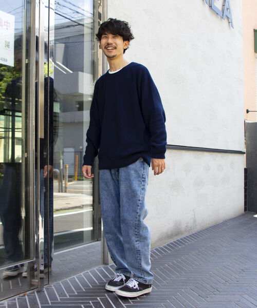 GLOSTER（グロスター）の「【GLOSTER/グロスター】片畦レイヤードプルオーバーニット ロンT付き ドロップショルダー（ニット/セーター・メンズ・オレンジ/サックスブルー/ネイビー/グレー・S/M/L）」の19枚目の写真