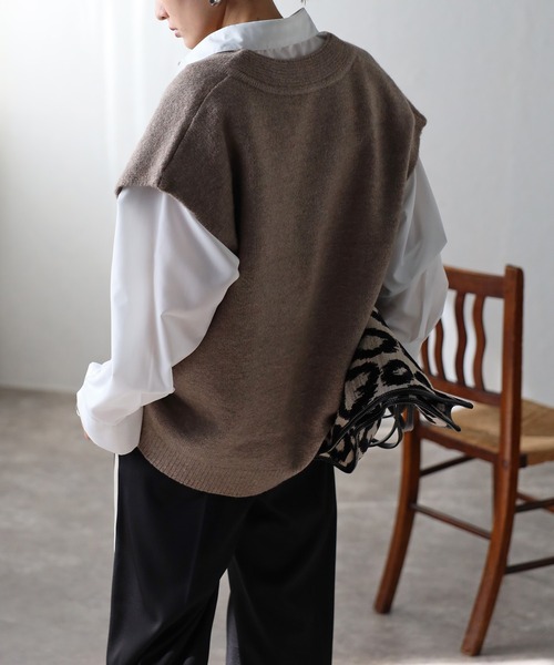 セール】ディープVネックニットベスト（ベスト）｜Bonjour Sagan